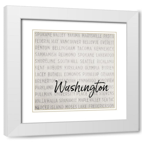 Washington Cities White Modern Wood Framed Art Print with Double Matting by Louise, Gigi
