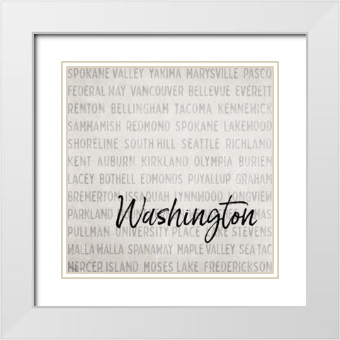 Washington Cities White Modern Wood Framed Art Print with Double Matting by Louise, Gigi