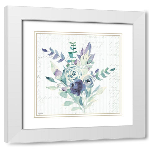 Wild Floral BLUE White Modern Wood Framed Art Print with Double Matting by Louise, Gigi