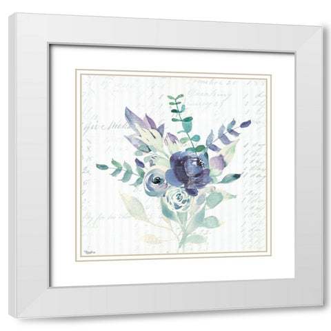 Wild Floral BLUE 2 White Modern Wood Framed Art Print with Double Matting by Louise, Gigi