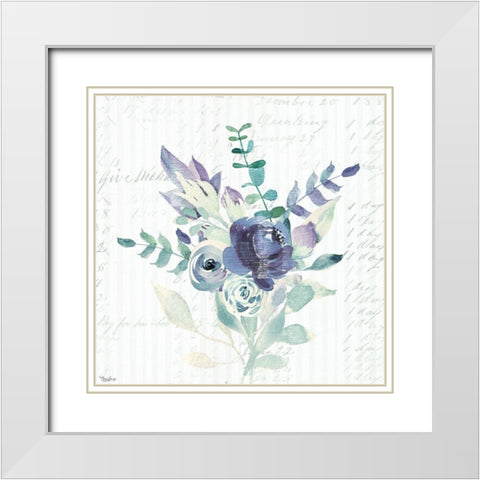 Wild Floral BLUE 2 White Modern Wood Framed Art Print with Double Matting by Louise, Gigi