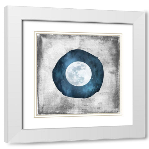 Blue Full Moon White Modern Wood Framed Art Print with Double Matting by Louise, Gigi