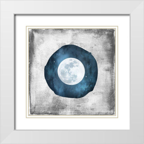 Blue Full Moon White Modern Wood Framed Art Print with Double Matting by Louise, Gigi