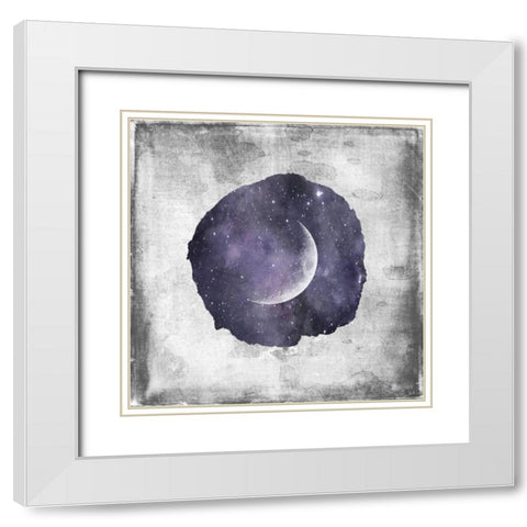 Purple Crescent Moon White Modern Wood Framed Art Print with Double Matting by Louise, Gigi