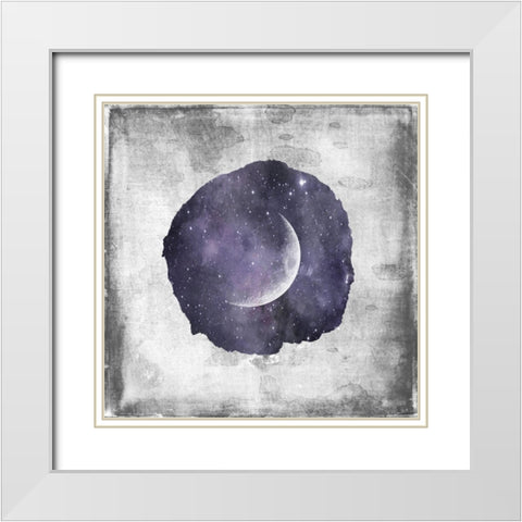 Purple Crescent Moon White Modern Wood Framed Art Print with Double Matting by Louise, Gigi