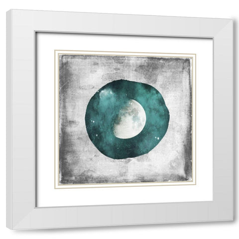 Teal Half Moon White Modern Wood Framed Art Print with Double Matting by Louise, Gigi