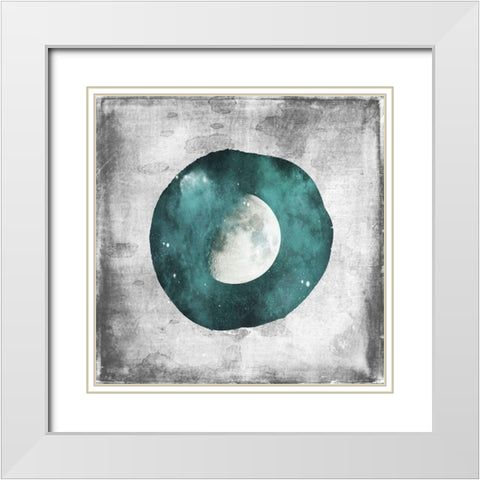 Teal Half Moon White Modern Wood Framed Art Print with Double Matting by Louise, Gigi