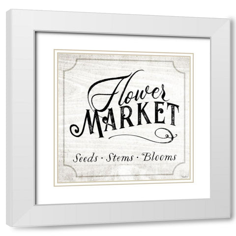 Flower Market White Modern Wood Framed Art Print with Double Matting by Louise, Gigi