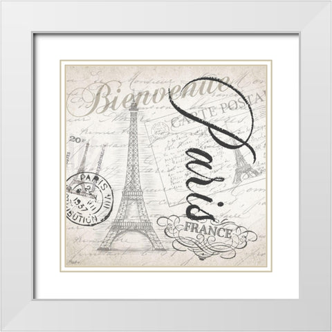 Paris Post White Modern Wood Framed Art Print with Double Matting by Louise, Gigi
