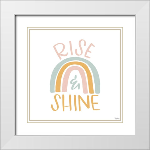 Rise Shine Rainbow White Modern Wood Framed Art Print with Double Matting by Louise, Gigi
