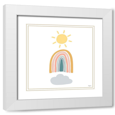 Rainbow Sunshine White Modern Wood Framed Art Print with Double Matting by Louise, Gigi