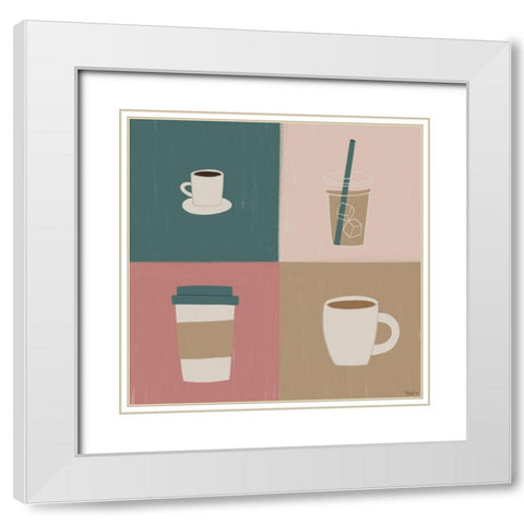 Coffee Types White Modern Wood Framed Art Print with Double Matting by Louise, Gigi