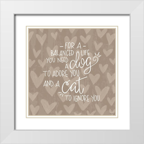Dog Cat White Modern Wood Framed Art Print with Double Matting by Louise, Gigi