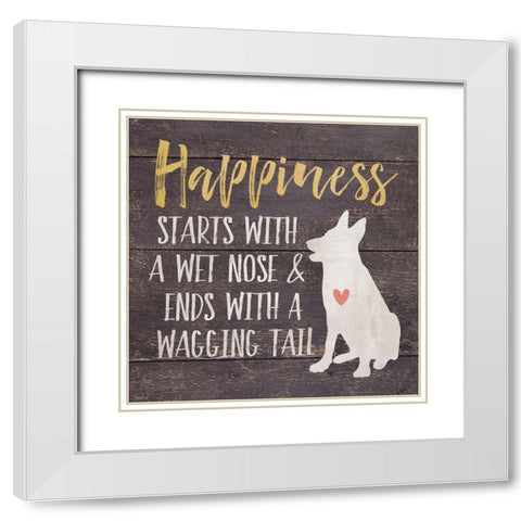 Happiness Dog White Modern Wood Framed Art Print with Double Matting by Louise, Gigi