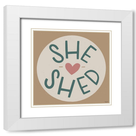 She Shed Round White Modern Wood Framed Art Print with Double Matting by Louise, Gigi