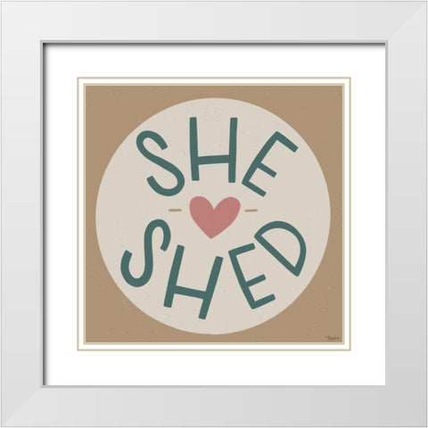 She Shed Round White Modern Wood Framed Art Print with Double Matting by Louise, Gigi