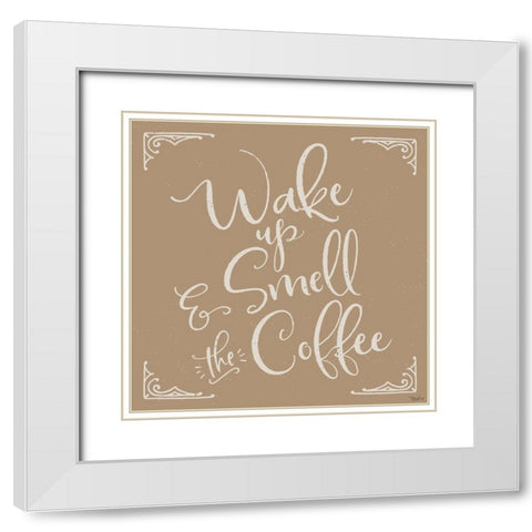 Smell The Coffee White Modern Wood Framed Art Print with Double Matting by Louise, Gigi