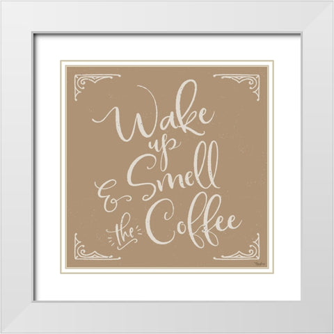 Smell The Coffee White Modern Wood Framed Art Print with Double Matting by Louise, Gigi