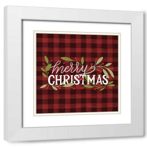 Christmas Plaid White Modern Wood Framed Art Print with Double Matting by Louise, Gigi