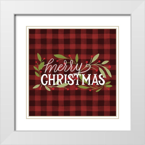 Christmas Plaid White Modern Wood Framed Art Print with Double Matting by Louise, Gigi
