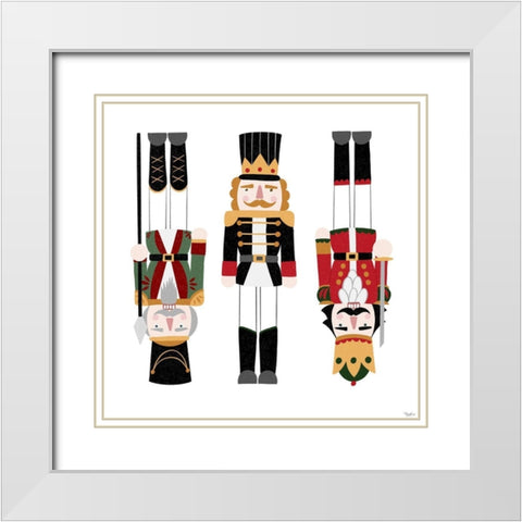 Nutcrackers White Modern Wood Framed Art Print with Double Matting by Louise, Gigi