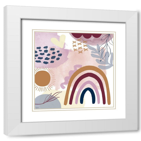Rainbow Abstract White Modern Wood Framed Art Print with Double Matting by Louise, Gigi