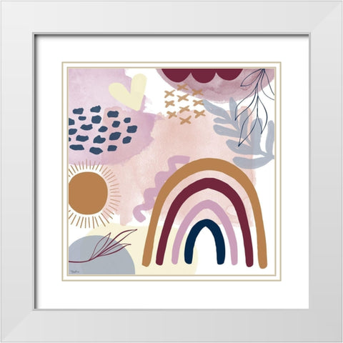 Rainbow Abstract White Modern Wood Framed Art Print with Double Matting by Louise, Gigi