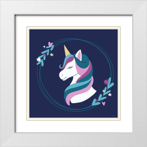 Unicorn Center White Modern Wood Framed Art Print with Double Matting by Louise, Gigi
