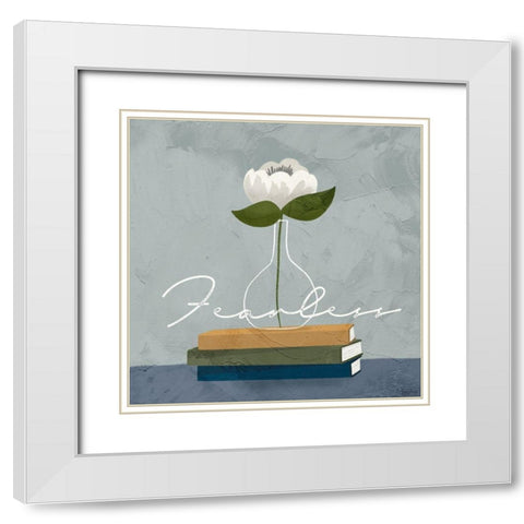 Flower Fearless White Modern Wood Framed Art Print with Double Matting by Louise, Gigi