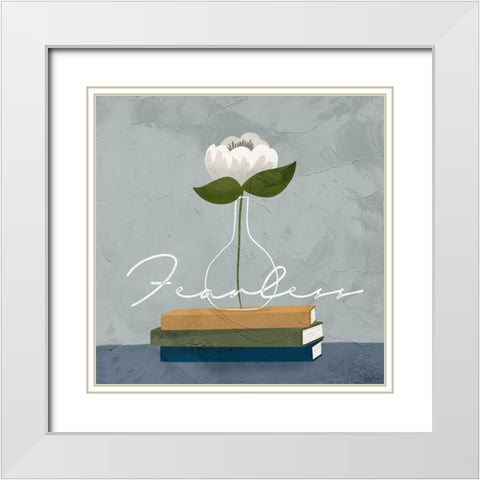 Flower Fearless White Modern Wood Framed Art Print with Double Matting by Louise, Gigi