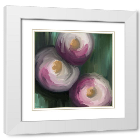 Abstract Pink Flowers White Modern Wood Framed Art Print with Double Matting by Louise, Gigi