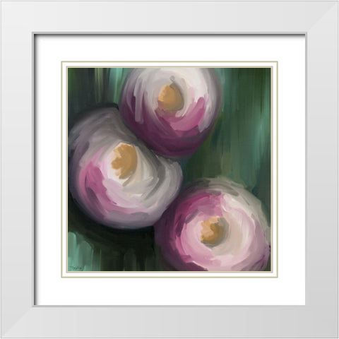 Abstract Pink Flowers White Modern Wood Framed Art Print with Double Matting by Louise, Gigi