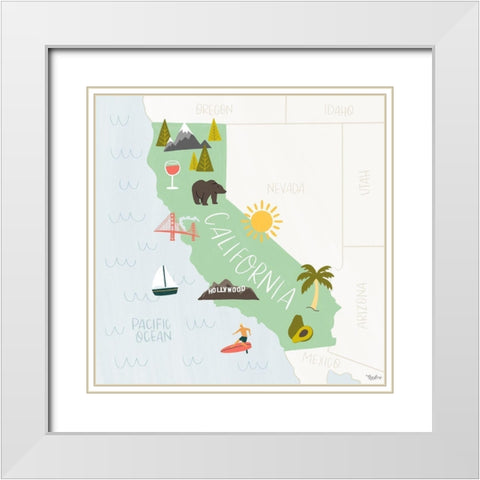 California Icons White Modern Wood Framed Art Print with Double Matting by Louise, Gigi