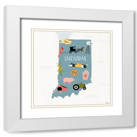 Indiana Icons White Modern Wood Framed Art Print with Double Matting by Louise, Gigi