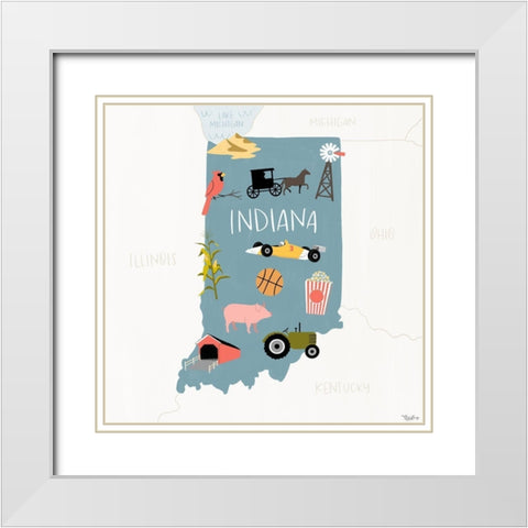 Indiana Icons White Modern Wood Framed Art Print with Double Matting by Louise, Gigi
