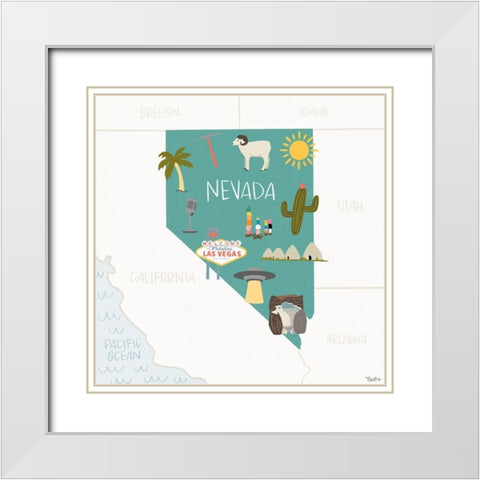 Nevada Icons White Modern Wood Framed Art Print with Double Matting by Louise, Gigi