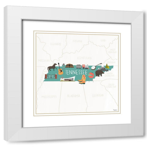 Tennessee Icons White Modern Wood Framed Art Print with Double Matting by Louise, Gigi