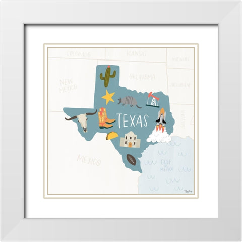 Texas Icons White Modern Wood Framed Art Print with Double Matting by Louise, Gigi