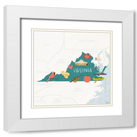 Virginia Icons White Modern Wood Framed Art Print with Double Matting by Louise, Gigi