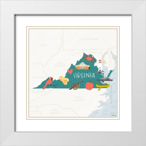 Virginia Icons White Modern Wood Framed Art Print with Double Matting by Louise, Gigi
