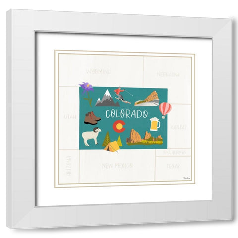 Colorado Icons White Modern Wood Framed Art Print with Double Matting by Louise, Gigi
