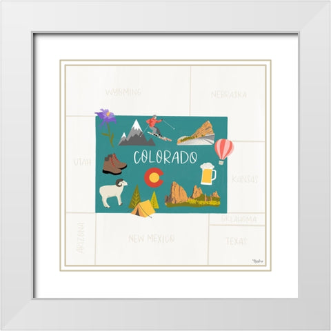 Colorado Icons White Modern Wood Framed Art Print with Double Matting by Louise, Gigi