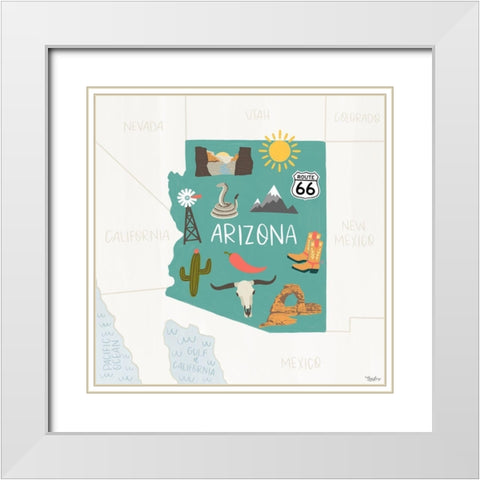 Arizona_Icons White Modern Wood Framed Art Print with Double Matting by Louise, Gigi