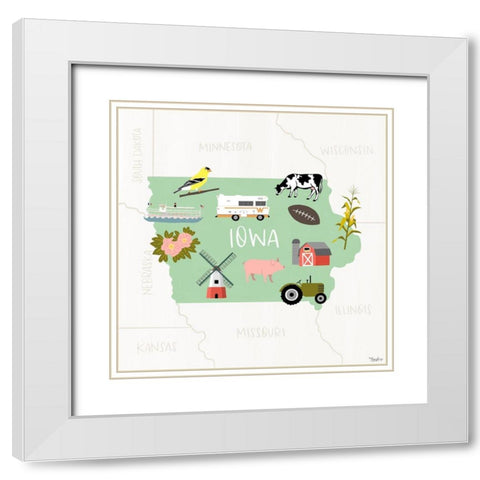 Iowa_Icons White Modern Wood Framed Art Print with Double Matting by Louise, Gigi