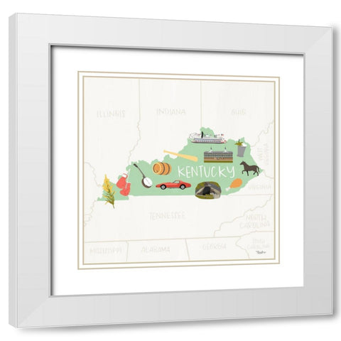Kentucky White Modern Wood Framed Art Print with Double Matting by Louise, Gigi