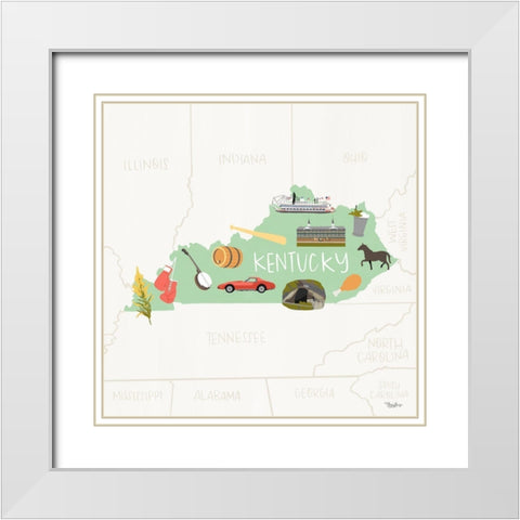 Kentucky White Modern Wood Framed Art Print with Double Matting by Louise, Gigi