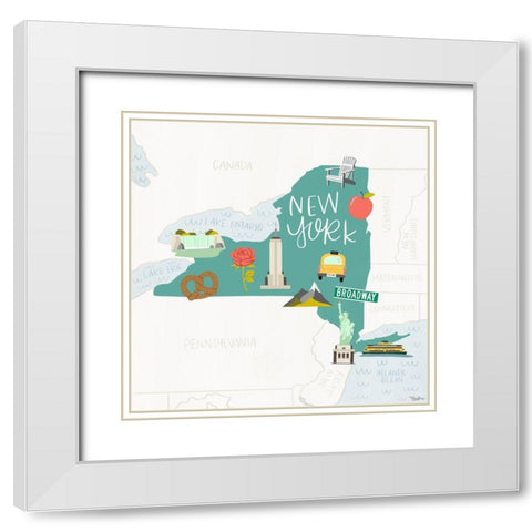 New York Icons White Modern Wood Framed Art Print with Double Matting by Louise, Gigi