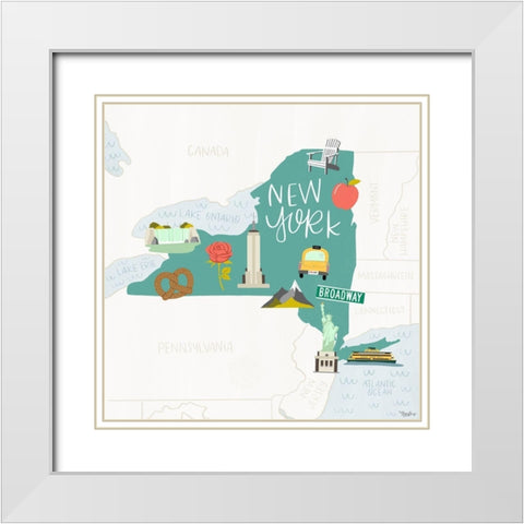 New York Icons White Modern Wood Framed Art Print with Double Matting by Louise, Gigi