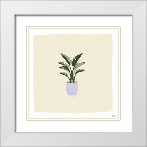 Plant White Modern Wood Framed Art Print with Double Matting by Louise, Gigi