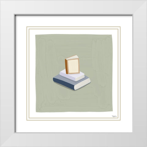 Books White Modern Wood Framed Art Print with Double Matting by Louise, Gigi